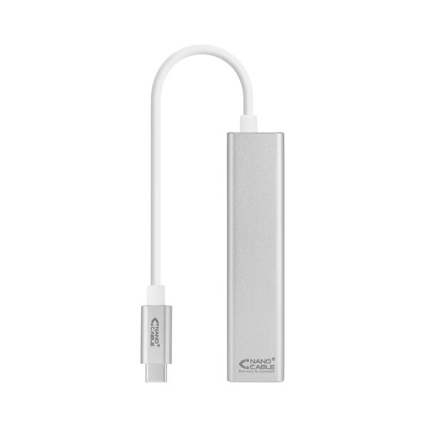 ADAPTADOR NANOCABLE USB-C ETHERNET RJ45 GIGABIT + 3XUSB 3.0 15CM SILVER