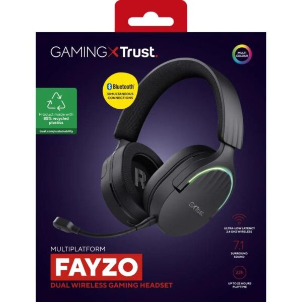 AURICULARES + MICROFONO TRUST GAMING RGB GXT 491 FAYZO HEADSET WIRELESS - Imagen 12