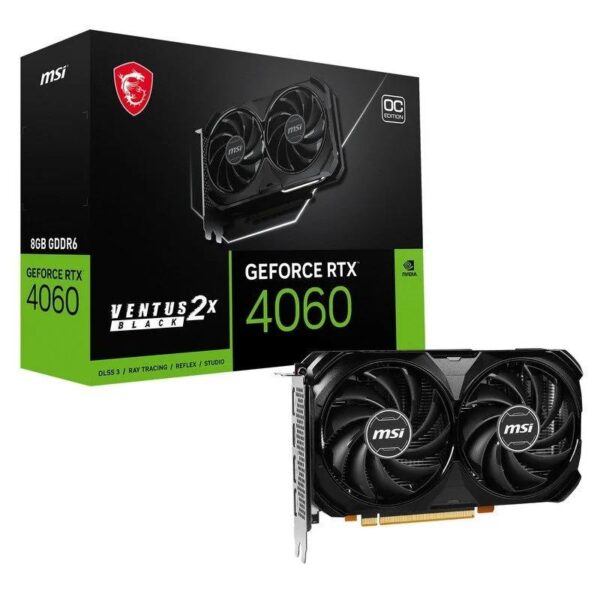 TARJETA DE VIDEO NVIDIA MSI RTX4060 VENTUS 2X BLACK 8GB OC GDDR6 PCIE